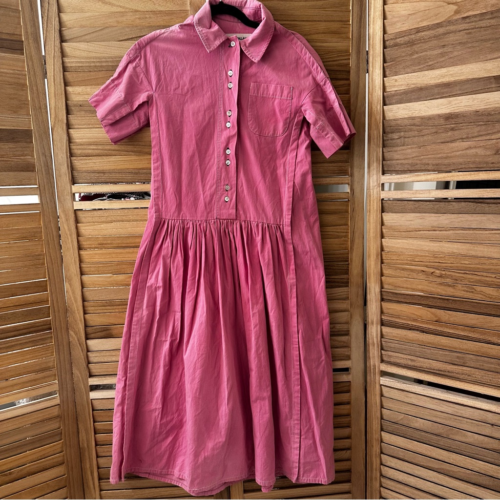Caron Callahan Trista Short Sleeves Collared Midi Dress In Pink Size Xs
